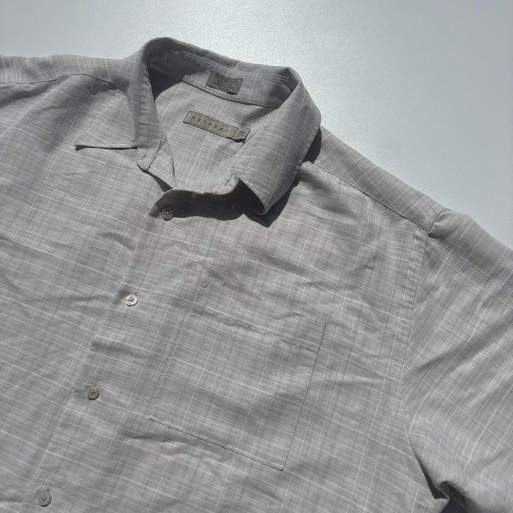 Gray & white cropped plaid button-up shirt - L - Picture 2 of 7
